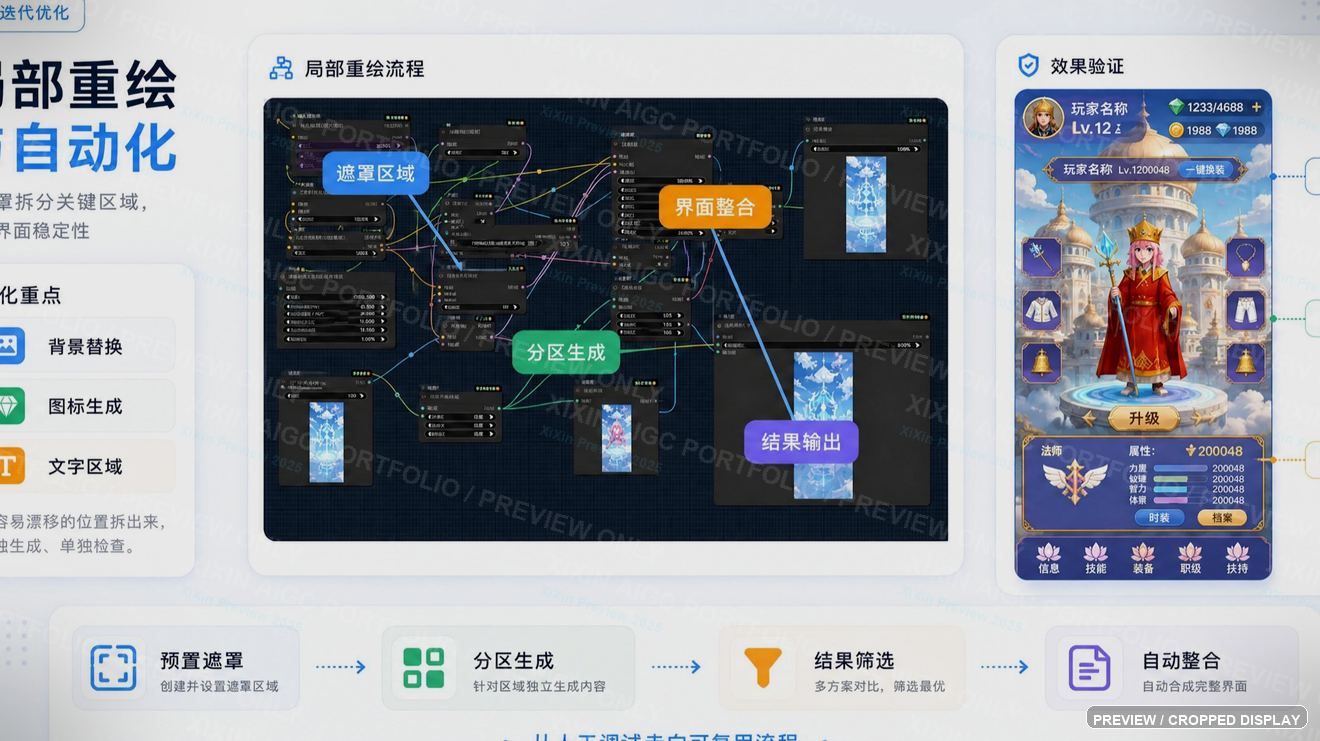 游戏 UI 局部重绘与自动化优化