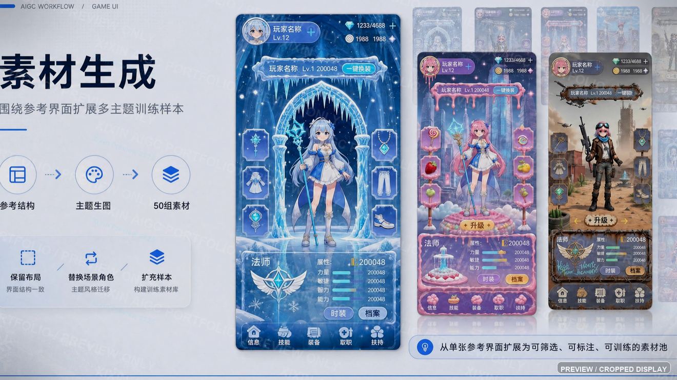 游戏 UI 素材生成与主题迁移