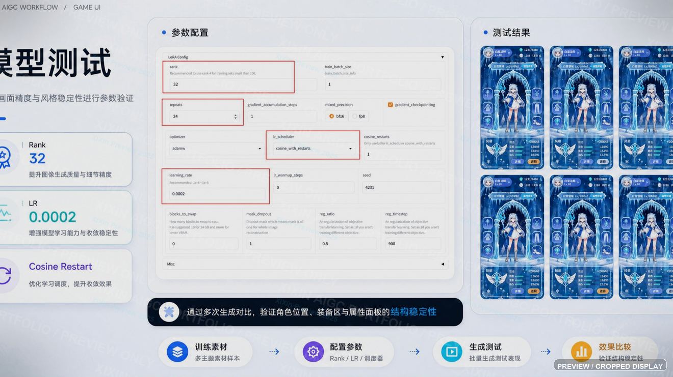 游戏 UI 模型测试与参数验证