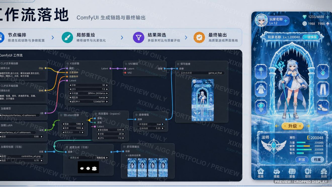 游戏 UI ComfyUI 工作流落地